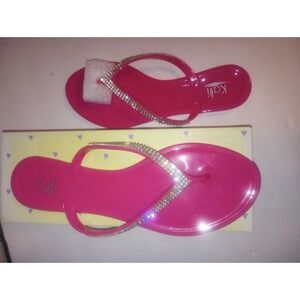 Kali Style Joy Flip Flops Rhinestone NIB Hot‎ Pink Size 9